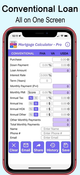 Mortgage Loan Calculator-Pro for Realtors and Loan Officers;