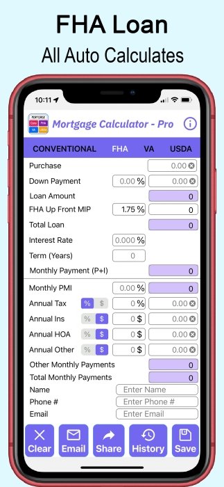 Mortgage Loan Calculator-Pro for Realtors and Loan Officers;